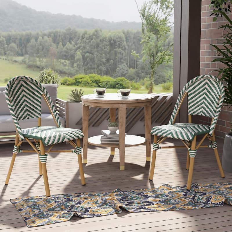 Irene French Chevron Wicker Patio Dining Chairs by Furniture of America
