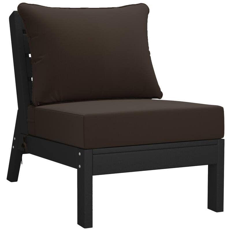 Birchwood All Weather HDPE Outdoor Patio Deep Seating Black Sofa With Cushions (3-Piece)