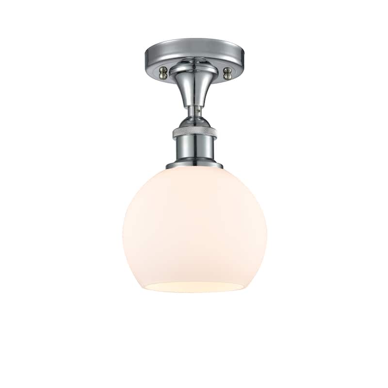 Innovations Lighting Athens - 1 Light 6" Semi-Flush Mount - Polished Chrome/Matte White