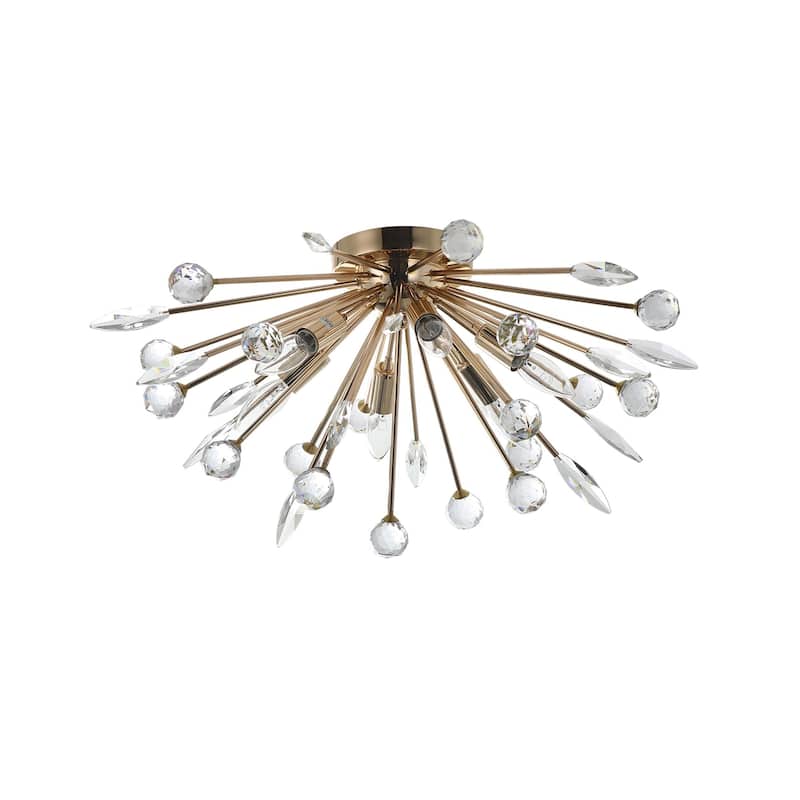 6-Light Modern Crystal Firework Semi Flush Mount Ceiling Light Fixture for Hallway Entryway - W25.6"