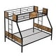 preview thumbnail 8 of 6, Twin Over FULL Metal Bunk Bed with Trundle 2-Side Ladder and Full-Length Guardrail, No Box Spring Needed