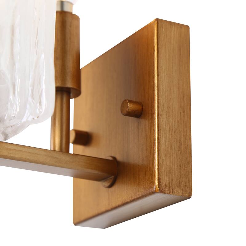 Modern Gold 1-Light Handcrafted Glass Wall Sconces Art Bathroom Vanity Light - Antique Brushed Gold - W5" x H11.8" x D4.7"