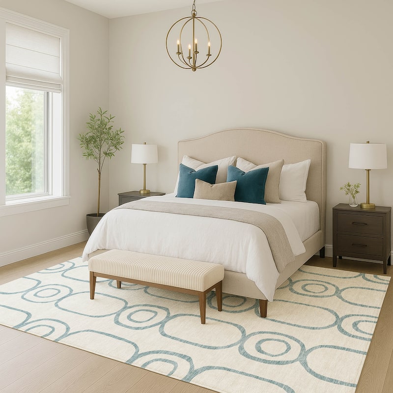 Machine Washable Indoor/ Outdoor Modern Vibe Chantille Rug
