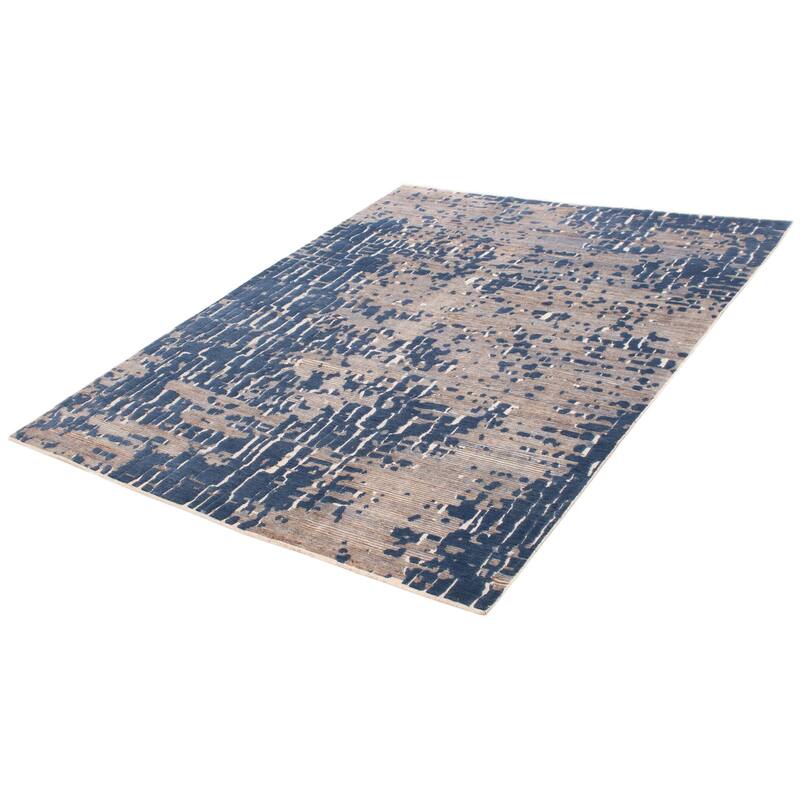 ECARPETGALLERY Hand-knotted Tangier Blue Wool Rug - 8'0 x 9'9
