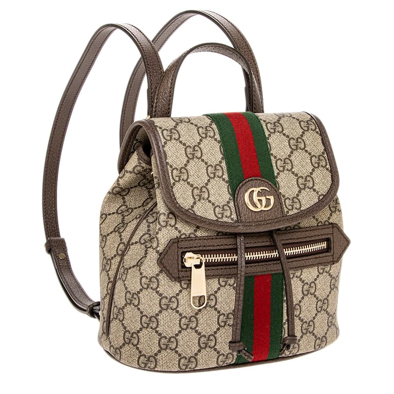 Gucci Ophidia Small Backpack - Beige and Dark Brown