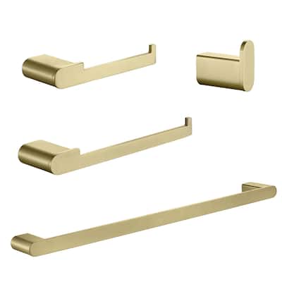 4-Piece Bathroom Hardware Set Stainless Steel Towel Bar Set Towel Holder Toilet Paper Holder Robe Hook Wall Mount Accessory Set