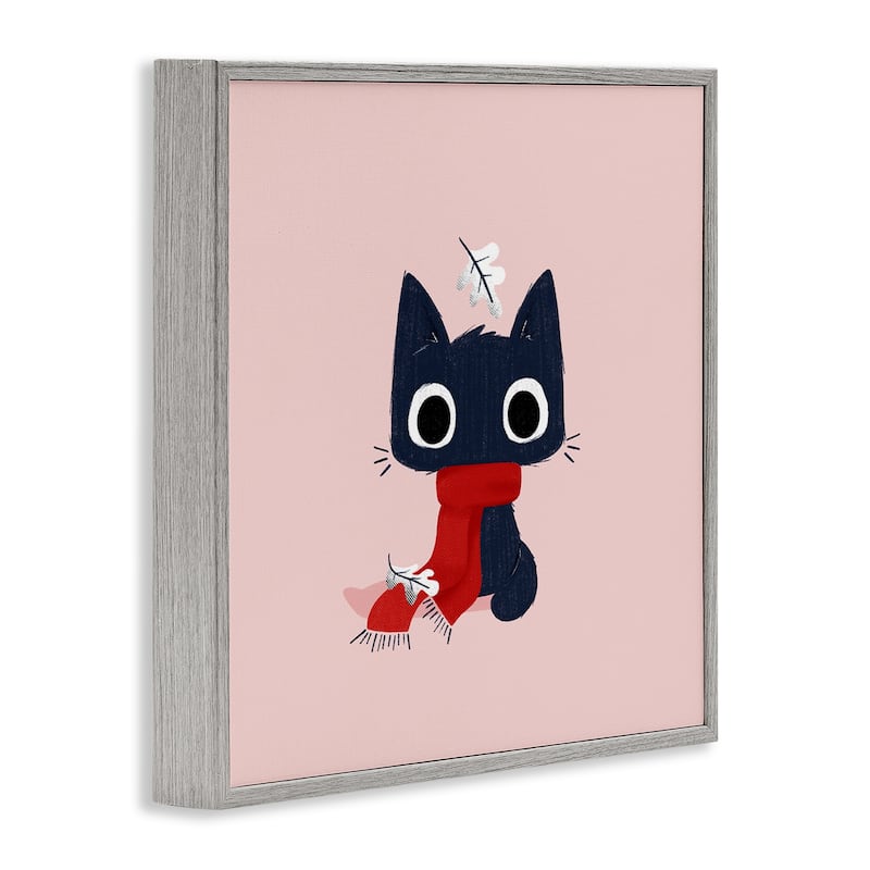 Stupell Little Kitten in Scarf Framed Giclee Art Design By Sarah Hickman