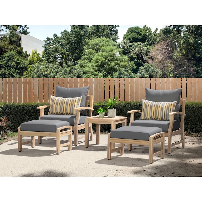 Kooper 5 Piece Sunbrella Outdoor Patio Club Chair And Ottoman Set