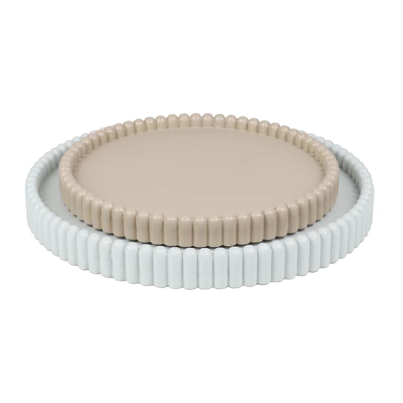 Opulence Modern Minimalist Concrete Fluted Edge Decorative Jewelry Trays (Set of 2)