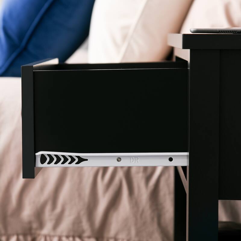 HOMCOM Modern Style Bedside End Table with Drawer and Storage Shelf for Bedroom, or Living Room - 19.75''x13.75''x23.5''
