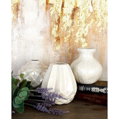 CosmoLiving by Cosmopolitan Ceramic Vase with Varying Patterns (Set of 3)