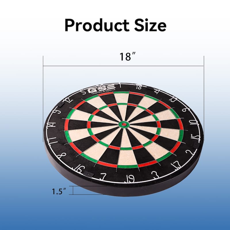 GSE™ 18" Regulation Size Bristle Dart Board ONLY. Professional Official Tournament Sisal Dartboard for Steel Tip Dart - 18-Inch