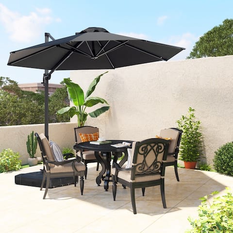 Pellebant 10 Ft Outdoor Round Cantilever Umbrella with Double Top
