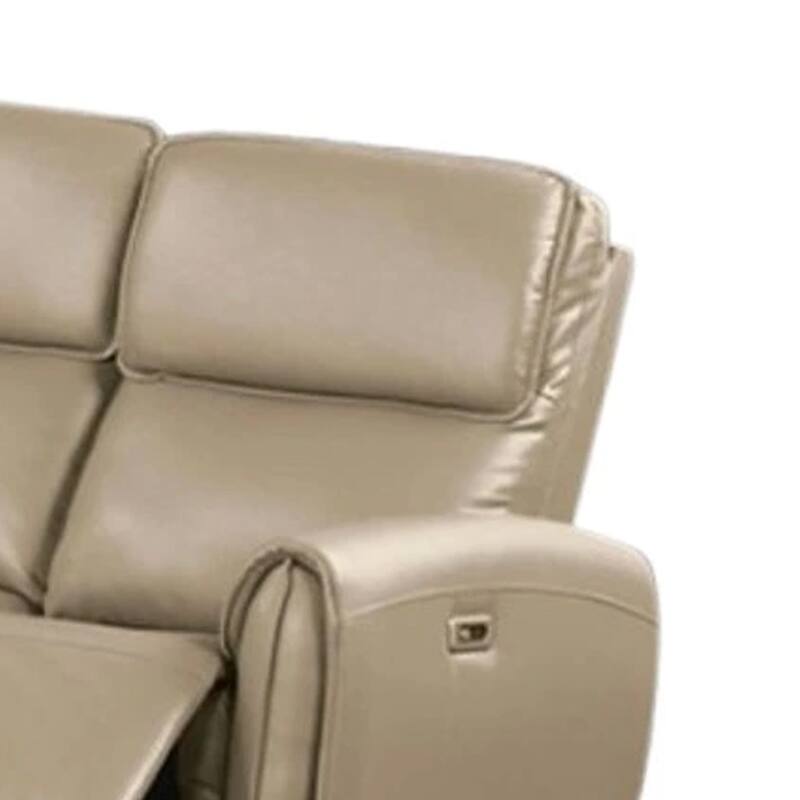 Sily Power Reclining Sofa, Beige Faux Leather, 81 Inch, USB Ports