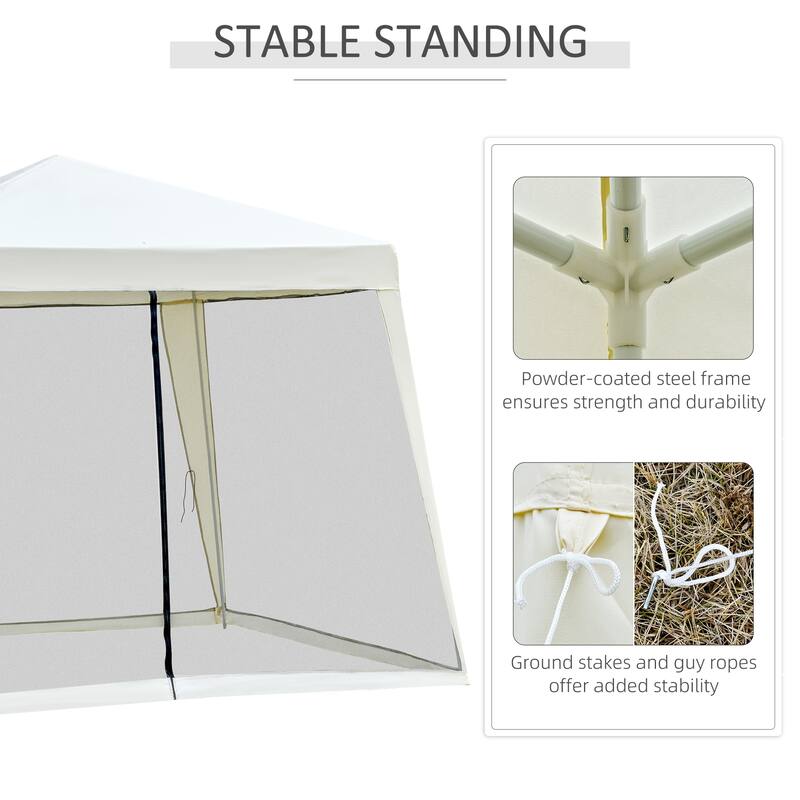Cream White Canopy Tent with Mesh Sidewalls