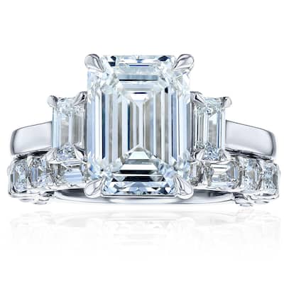 Kobelli 7 Carat Lab Grown Diamond Certified 14k Solid Gold Emerald & Asscher Three Stone Esma 2pc Bridal Set