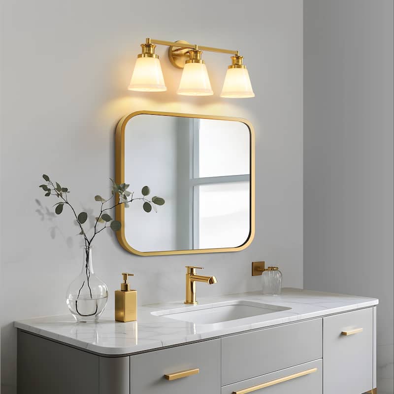 Modern Vanity Lights 3/4 Light Bathroom Dimmable Light Fixture Wall Sconce with Glass Shades