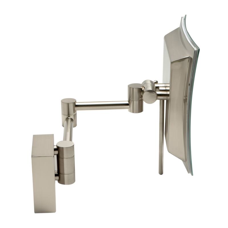 ALFI brand Brushed Nickel Wall Mount Square 8" 5x Magnifying Cosmetic Mirror with Light - Grey