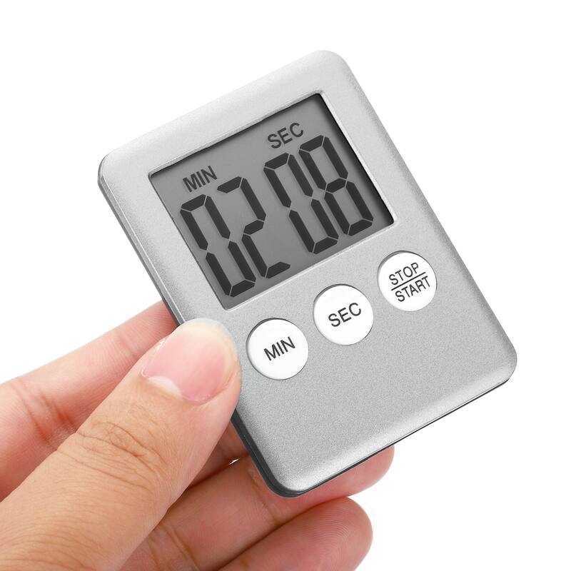 Digital Timer,Small Count Down/UP Clock with Magnetic,Kitchen Timer Silver Tone - Silver Tone