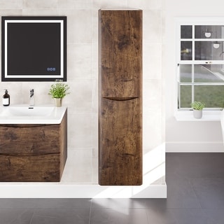 Eviva Smile 16"W x 15"D x 75"H Rosewood Wall-Mounted Linen Cabinet