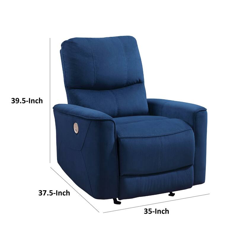 Erten Power Rocker Reclining Chair, Navy Blue Velvet, Solid Wood
