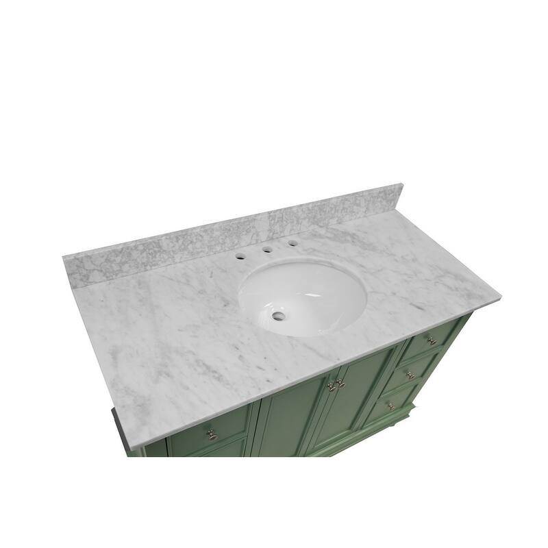 KitchenBathCollection Bella 48" Bathroom Vanity with Carrara Marble Top