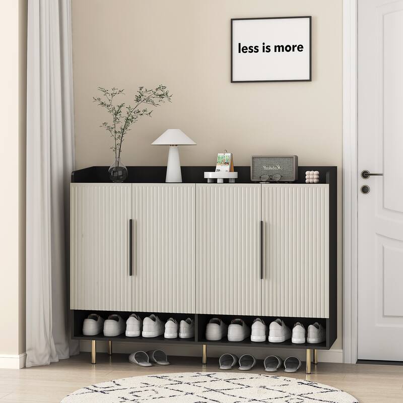Shoe Cabinet with 4 Doors Large Modern Shoe Storage Organizer Cabinet with Adjustable Shelves for Entryway Shoe Rack Cabinet