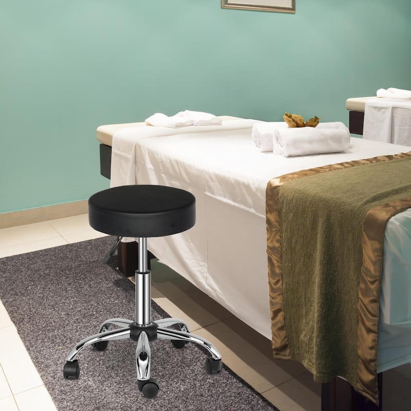 Adjustable Height Swivel Medical Clinic Tattoo Spa Salon Stool with Wheels, Black