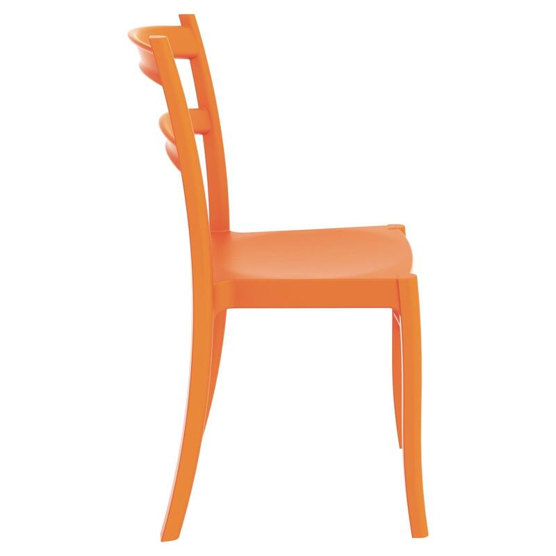 33.5" Orange Solid Patio Dining Armless Chair