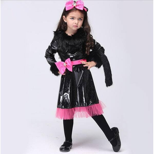 Shop Girl Cat Halloween Costume Fancy Dress Children Girl Kitty Party Dress Black M Free Shipping On Orders Over 45 Overstock 28644204