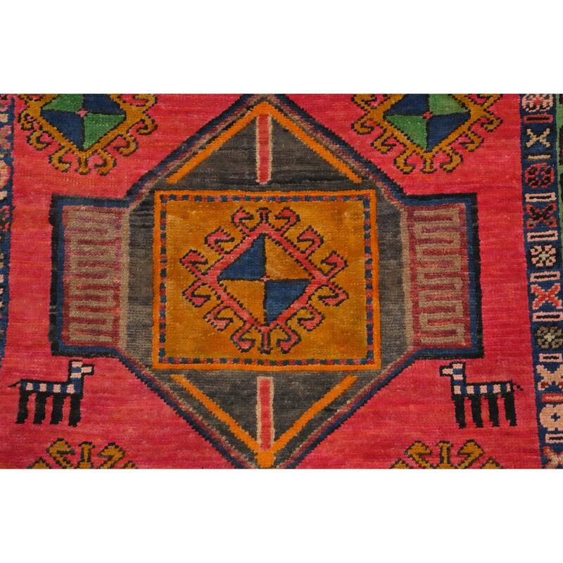 Hand Knotted Oriental 100% Wool Carpet Traditional Tribal Coral Ardebil Runner Rug - 10' 2'' X 3' 2''
