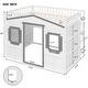 preview thumbnail 13 of 13, White+Gray Full Size Solid Wood House Loft Bed With Ladder for Kids, Boys and Girls, Bedroom