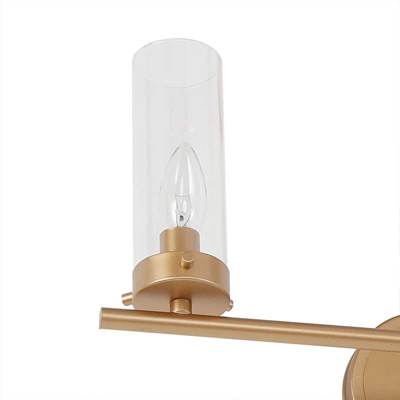 Modern 3-Light Gold Bathroom Wall Sconces Linear Glass Vanity Lights
