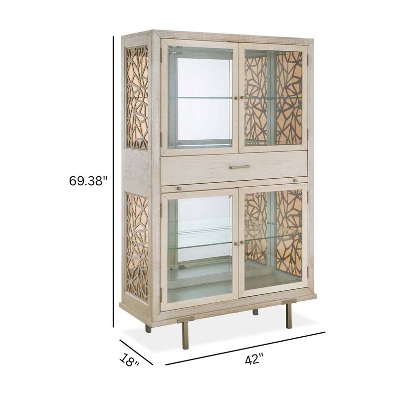 Magnussen Home Lenox Warm Silver And Acadia White Display Cabinet - 42''W x 18''D x 69.38''H