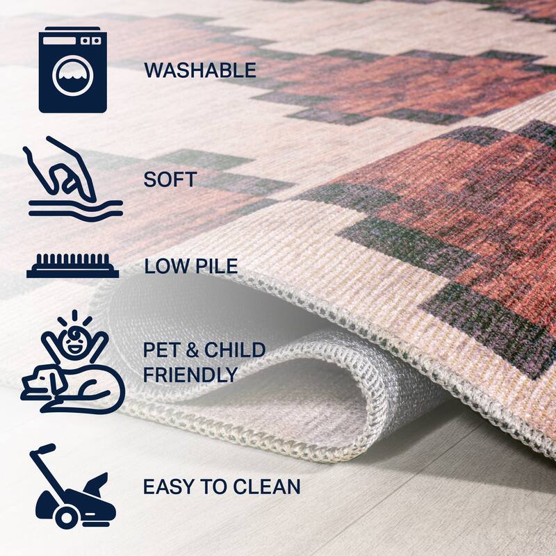 JONATHAN Y Siksak Bohemian Medallion Textured Weave Machine Washable Area Rug