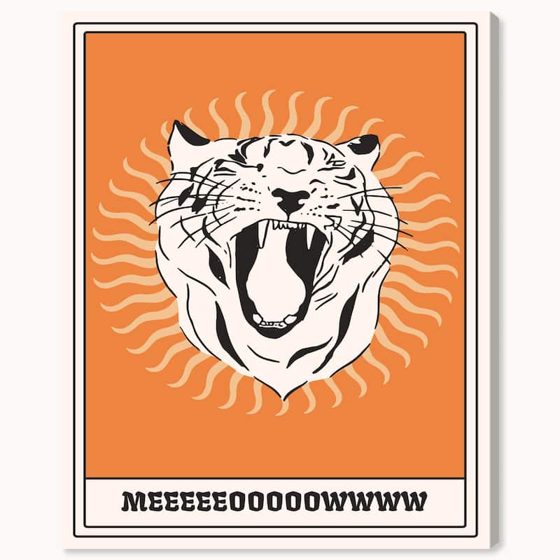 Wynwood Studio Canvas Animals Meow Answer Orange Modern & Contemporary Wall Art Canvas Print