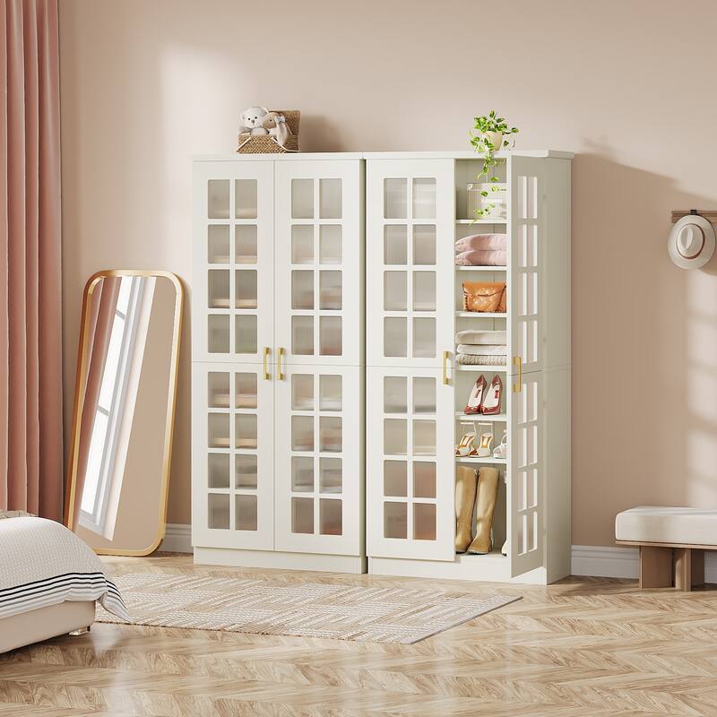 9-Tier Shoe Cabinet with Adjustable Shelves and Doors (71 Inches)