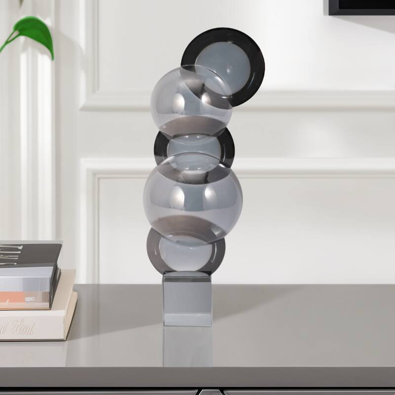 Sagebrook Home Borys Crystal Bubble Statuary, Clear, Modern