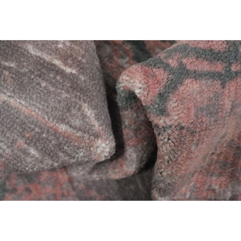 Hand Knotted Oriental Viscose Silk Carpet Modern Pictorial Coral Abstract Area Rug - 6' 2'' X 3' 11''