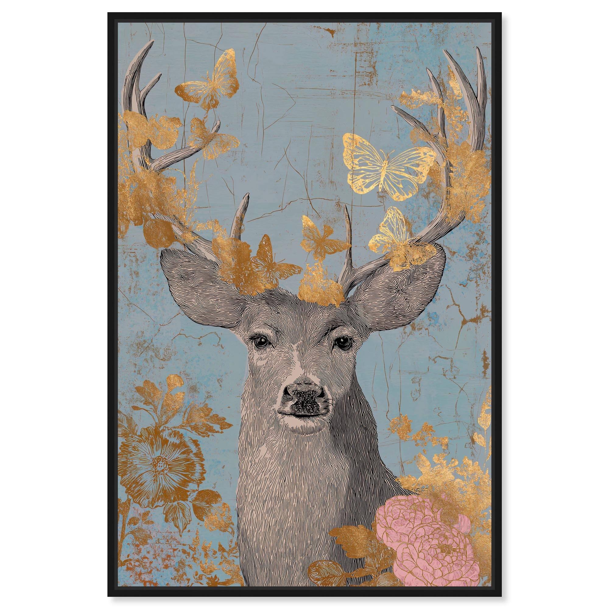 Deer Majesty Vintage Room Decor Canvas Print by Art Remedy