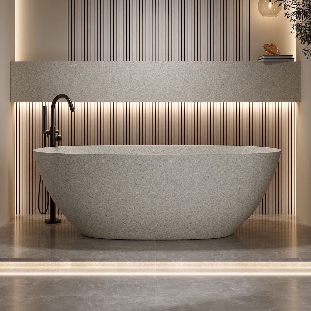 Modern Solid Surface Freestanding Bathtub Ergonomic Soaking Design by GDFStudio