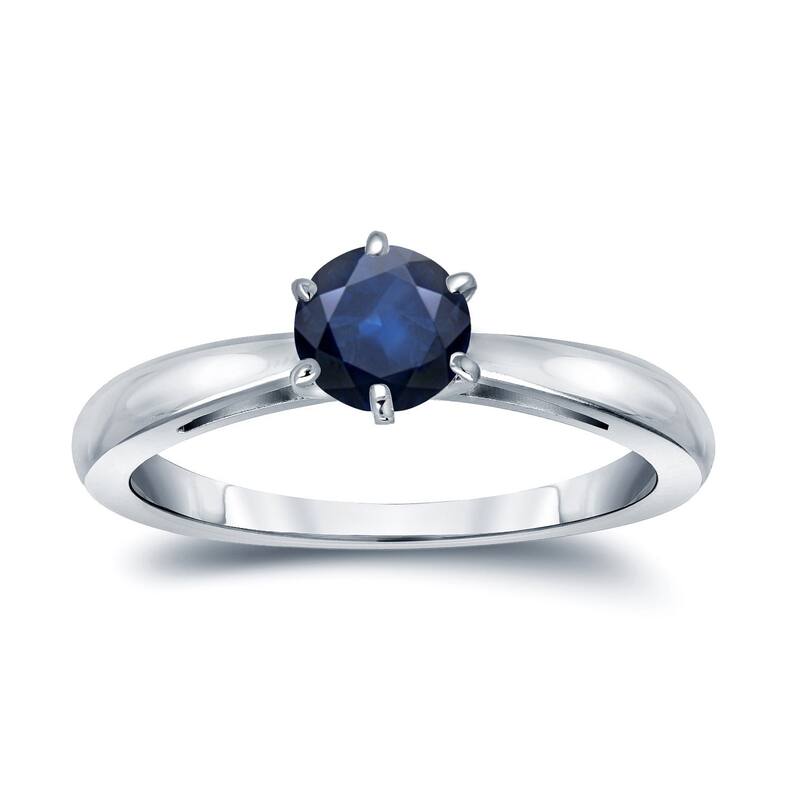 Auriya 14k Gold Blue Sapphire Solitaire Engagement Ring 1/4ct TGW - 4 - White - White