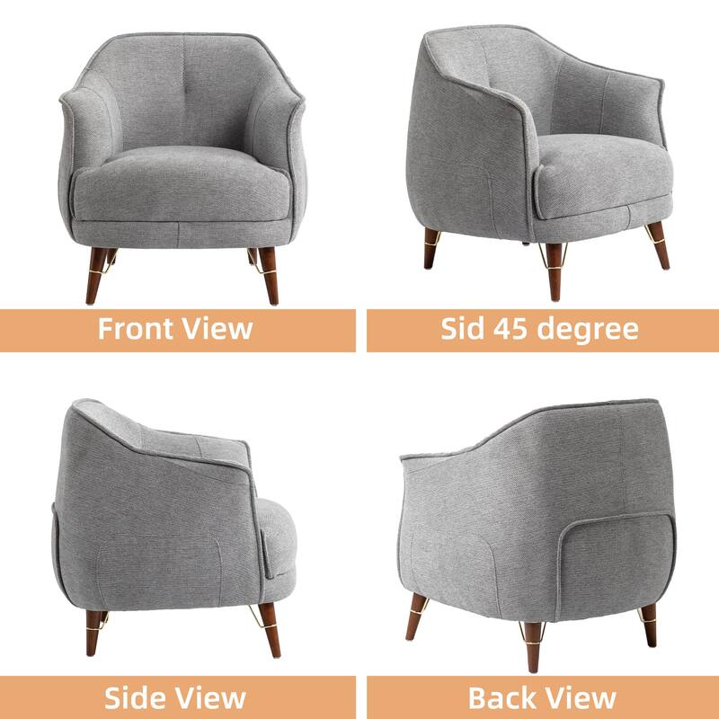 XINMICS Mid-Century Modern Accent Chair, Tufted Upholstered Armchair for Living Room, Bedroom, Set of 2