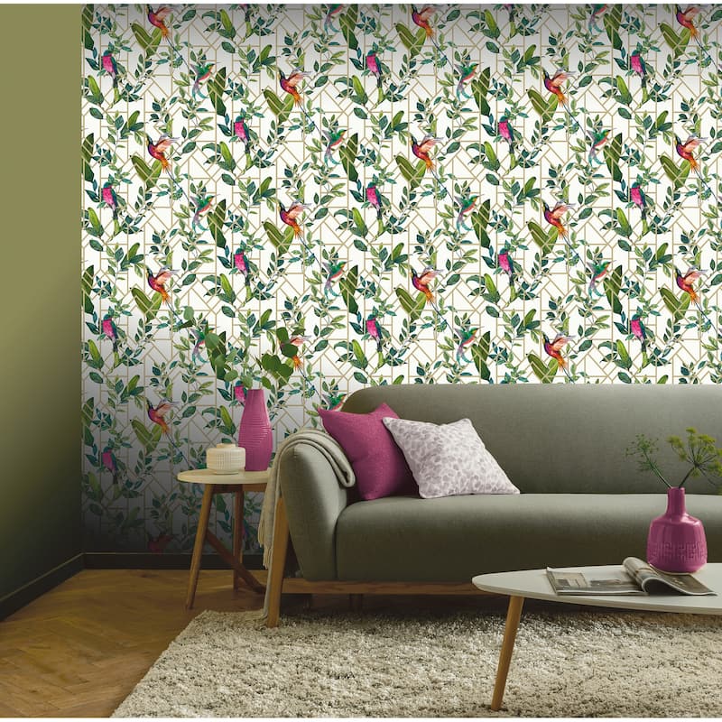 Arthouse Deco Tropical Geometric Unpasted Wallpaper