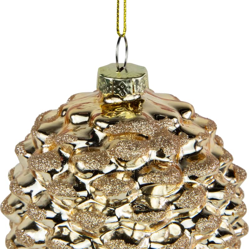 Pine Cone Glass Christmas Ornament - 7.25" - Gold