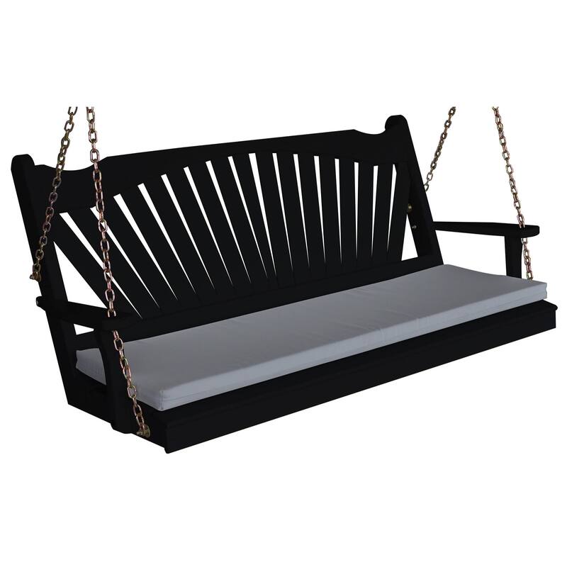 Pine 4' Fanback Swing - Black