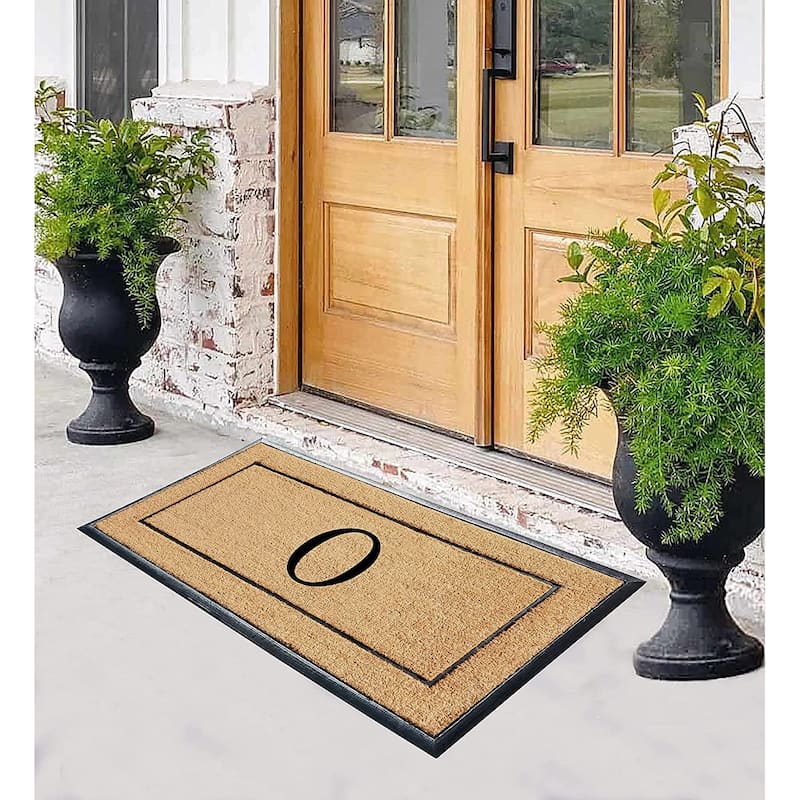 A1HC Natural Coir & Rubber Large Monogrammed Door Mat 30"x60"