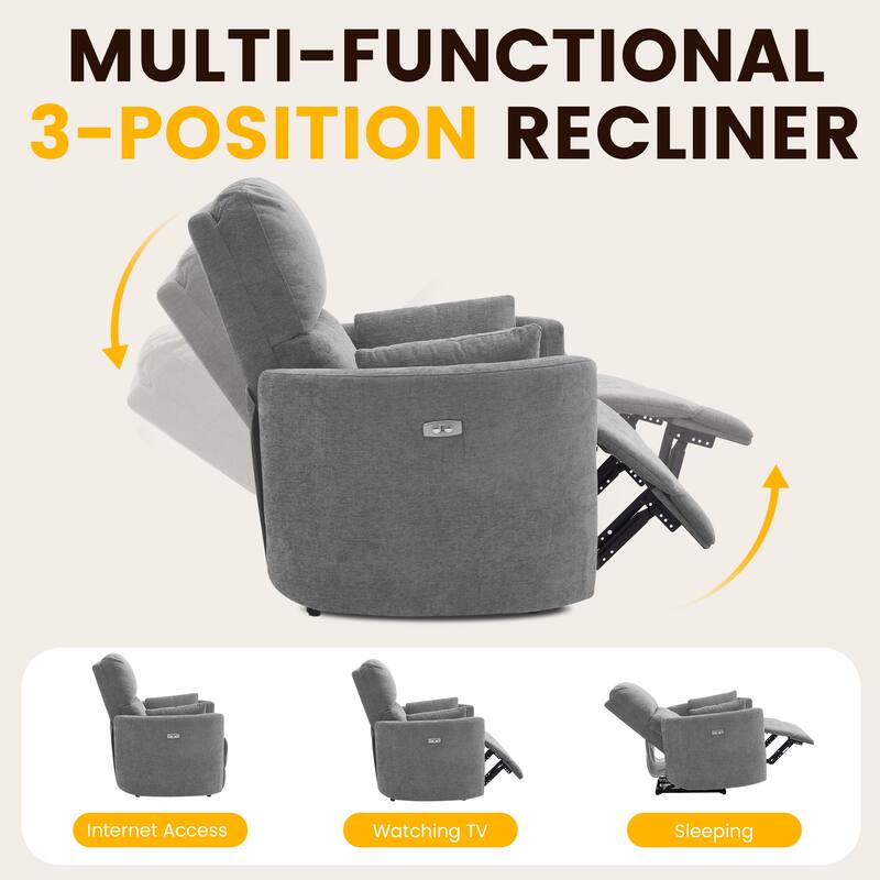 Chenille Power Recliner, 3-position Reclining Chair