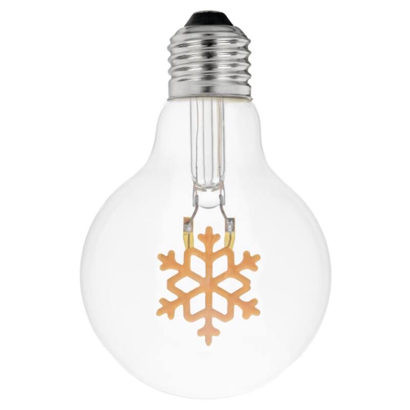 Festive Living LED Christmas Snowflake Decorative Filament Bulb G80 Globe E26 Base 1W Clear Glass 1pk