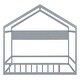 preview thumbnail 13 of 15, Full Size Wooden House Bed Kids Bed with Fence and Roof with Storage Shelf,Solid Construction For Bedroom